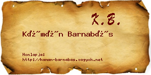 Kámán Barnabás névjegykártya